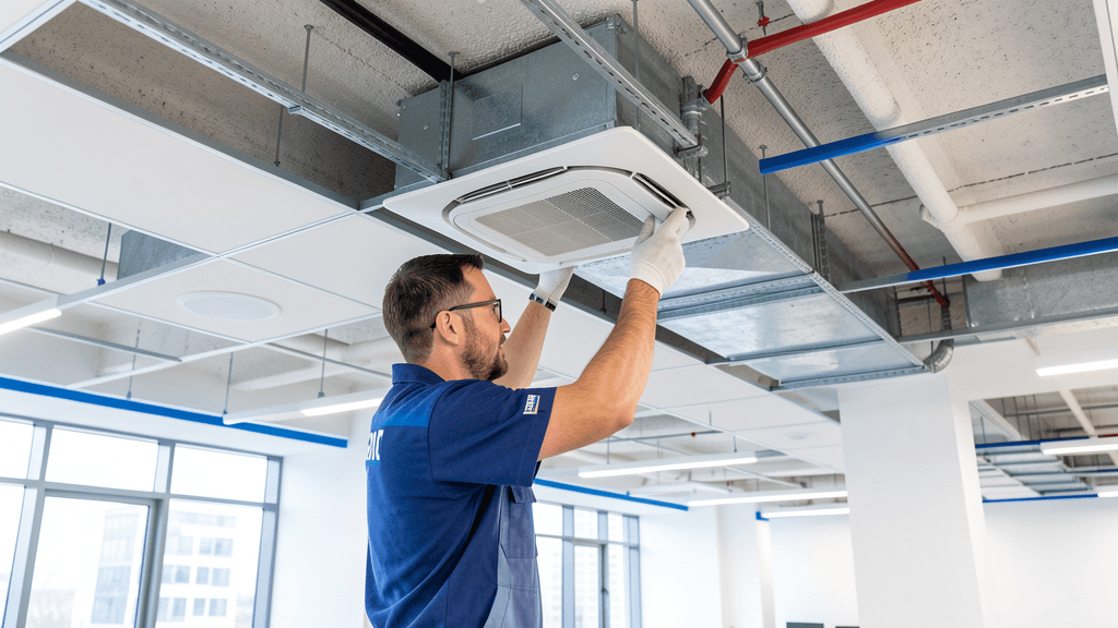 Technician performing HVAC installation